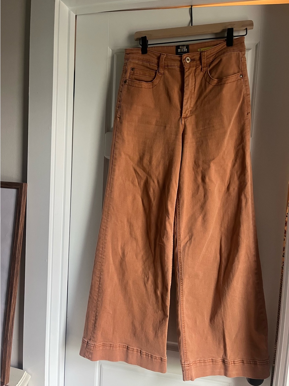 Anthropologie High-Rise Wide-Leg Jeans in Tan - Picture 3 of 6